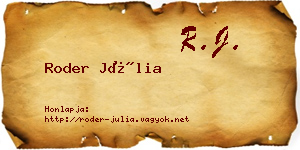 Roder Júlia névjegykártya